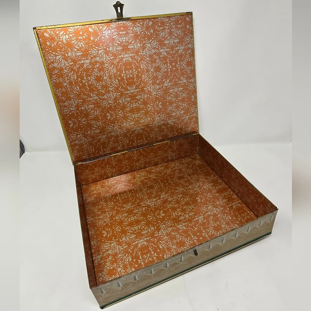 Vtg Sunshine biscuit tin box the capitol cherry trees lided scenery storage‎